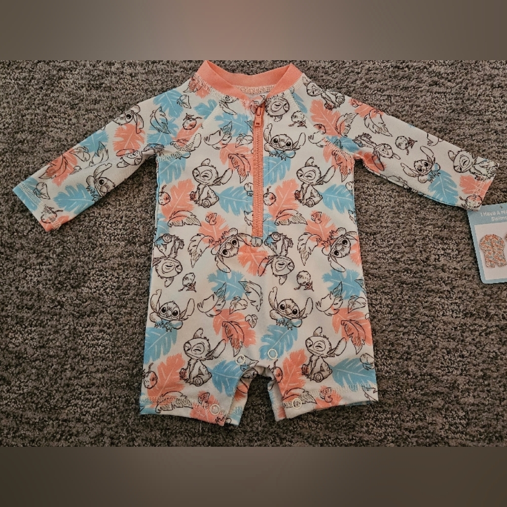 Disney Stitch Kids Swim Suit - Blue and Orange